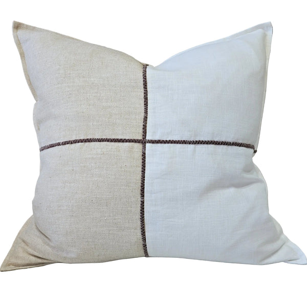 Clara Linen Cushion 55cm Square - Natural | White