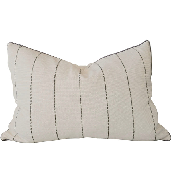 Ayla Cushion 40x60cm Lumbar - Deep Green Stripe | Cream White