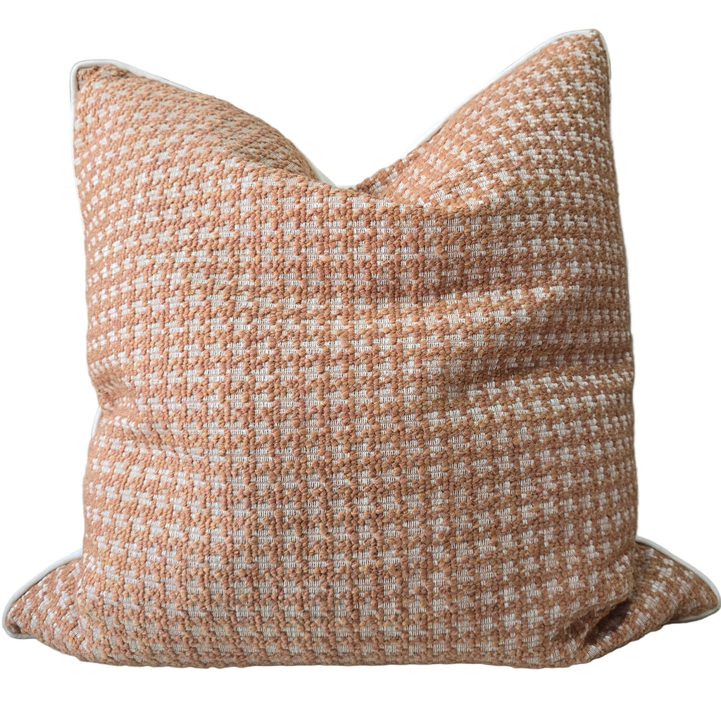 Houndstooth Cushion 55cm Square -Terracotta Peach