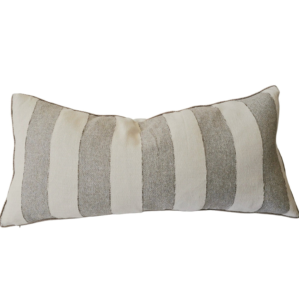 Estella Linen Blend Cushion 40x90cm Long Lumbar - Natural Beige | Cool Grey