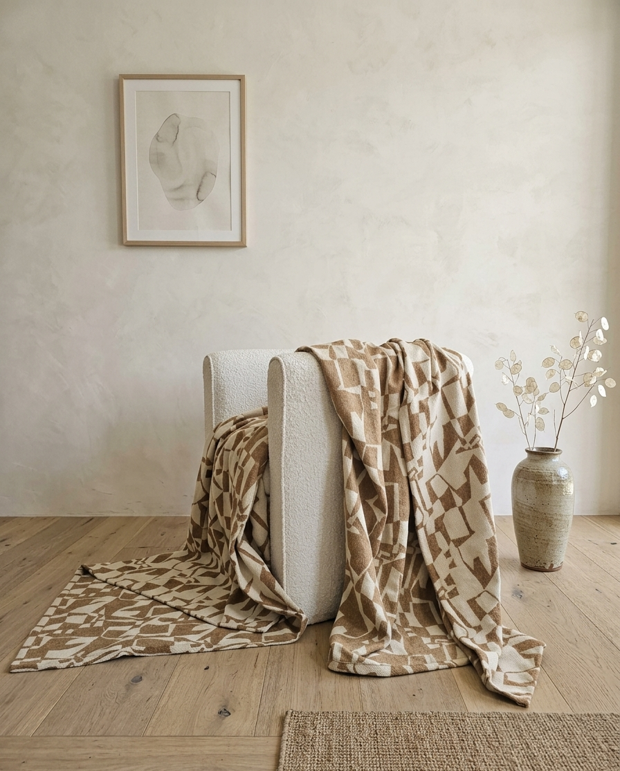 Zola Massive Throw  150cm x 230cm -  Ginger Brown | Off-White