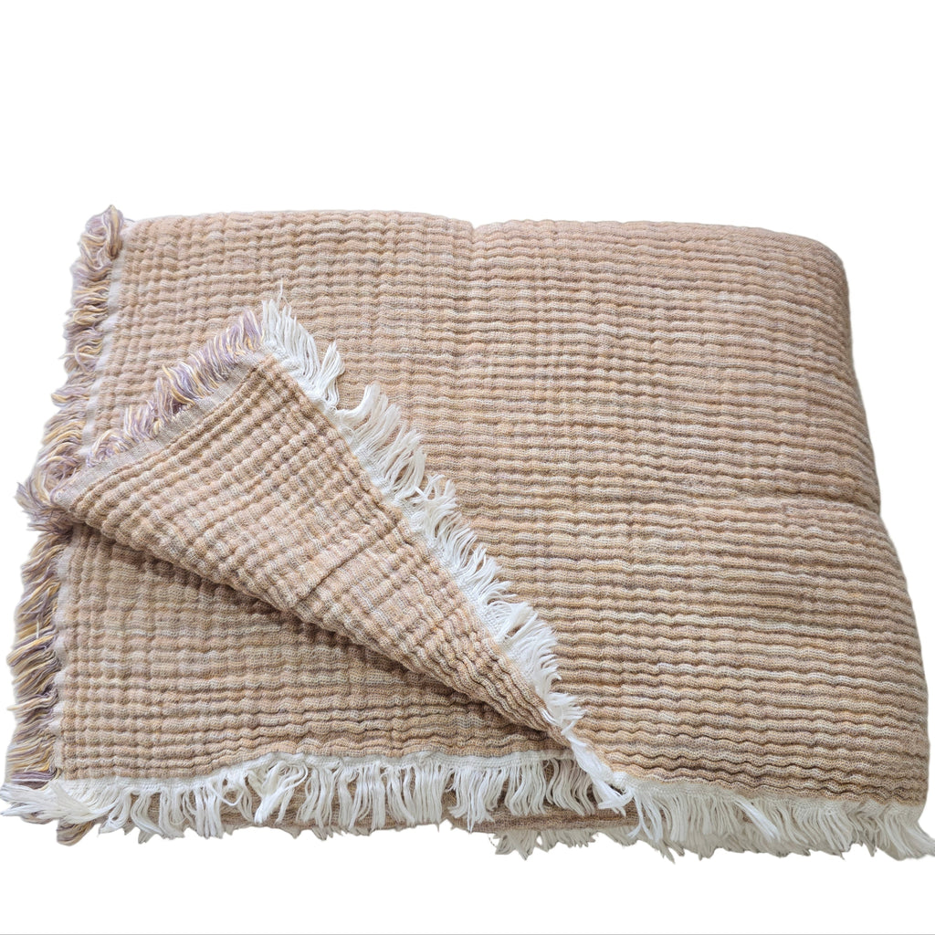 LIMITED EDTION - Eliana Muslin Cotton Texture Throw 150cm x 200cm - Warm Neutral