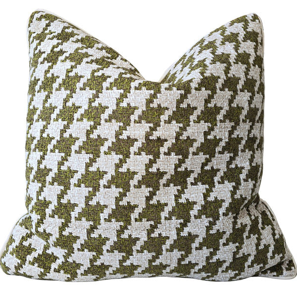 Houndstooth Cushion 55cm Square - Olive Green