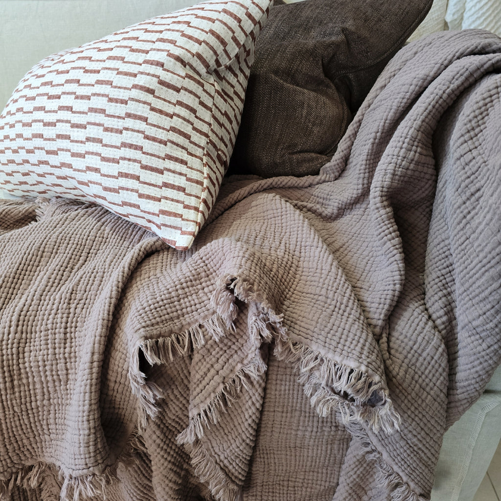 BURSA Cotton Bedcover 200cm x 230cm | Clay Lilac