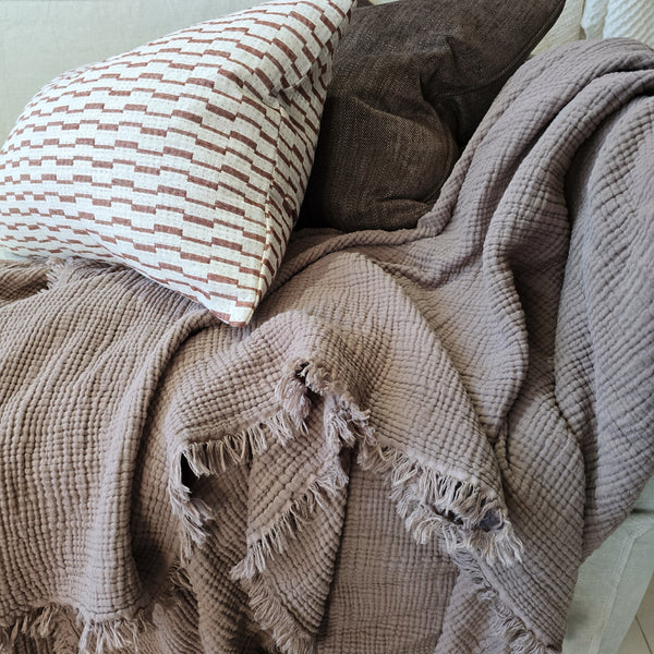 BURSA Cotton Bedcover 200cm x 230cm | Clay Lilac