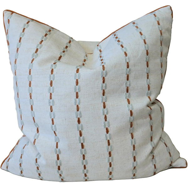 Dashing Lines Cushion 55cm Square - Reddish Brown | Light blue