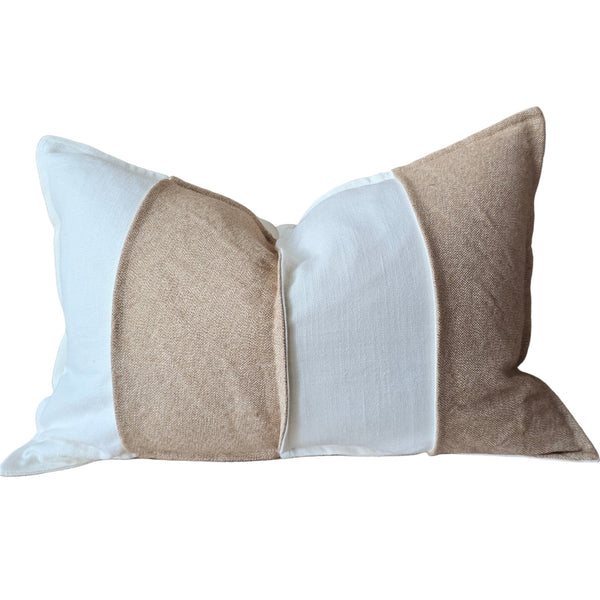 Katalia Linen Cotton Cushion 40x60cm Lumbar - Peach | White