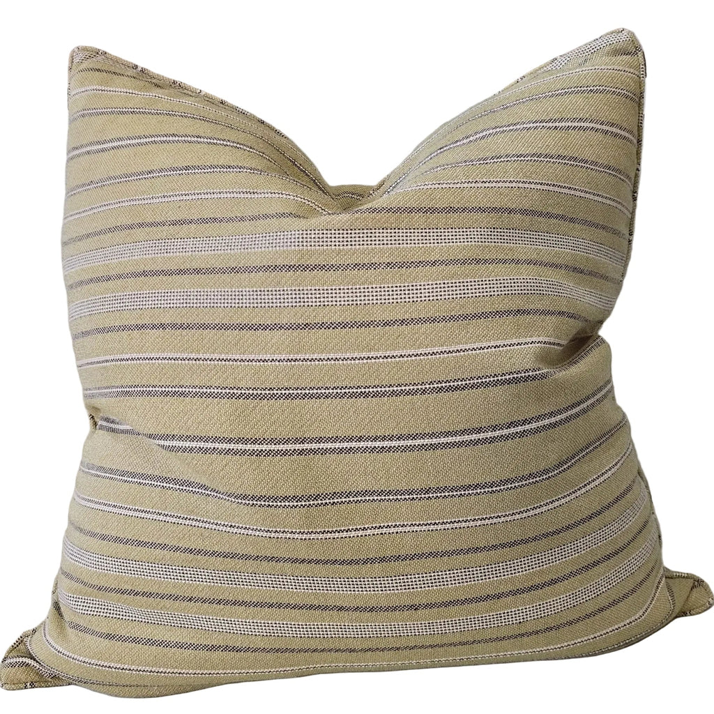 Hazel Cushion 55cm Square - Muted Sage | Khaki Stripes