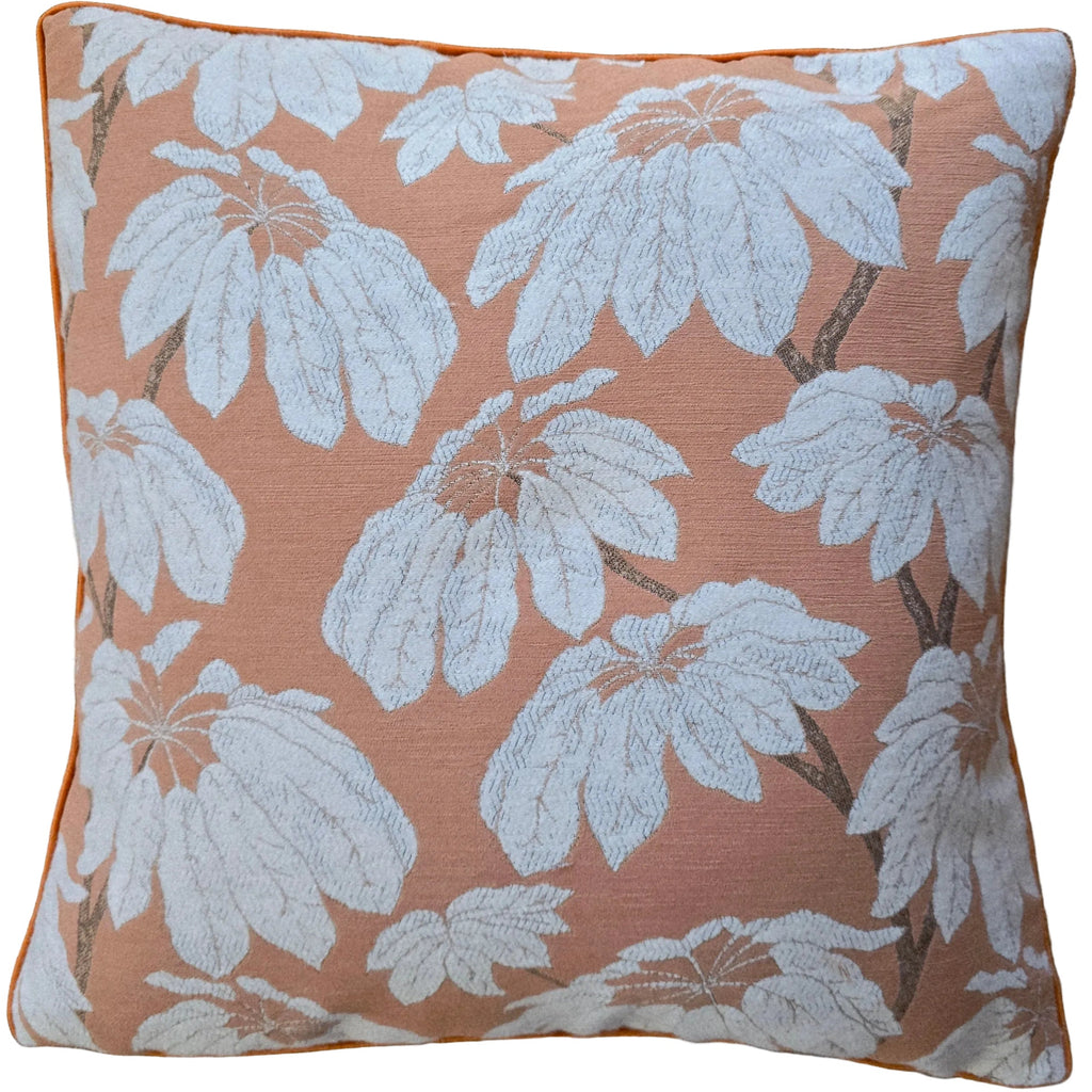 Majestic Leaf Cushion 55cm Square - Salmon Orange | Brown