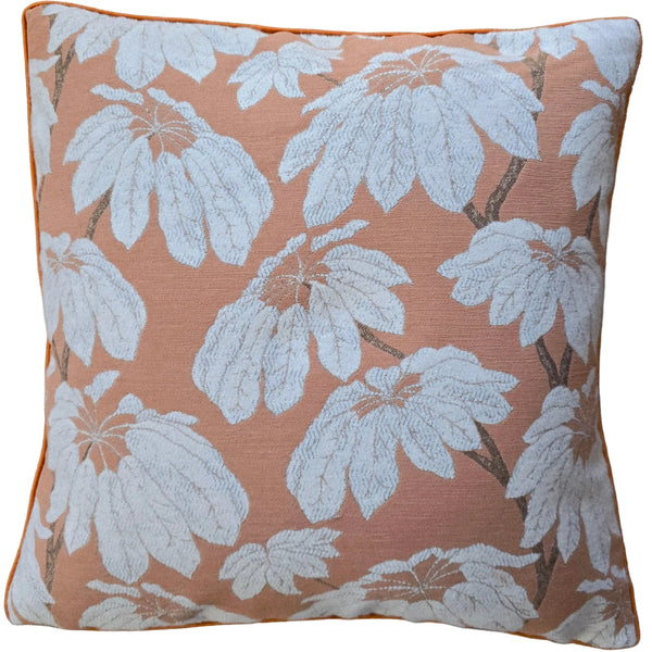 Majestic Leaf Cushion 55cm Square - Salmon Orange | Brown