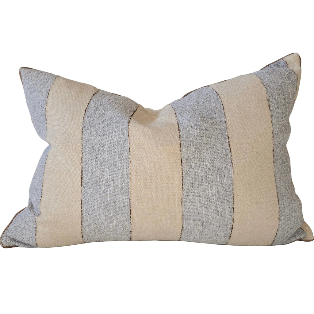 Estella Linen Blend Cushion 40x60cm Lumbar - Natural Beige | Pastel Blue