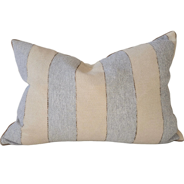Estella Linen Blend Cushion 40x60cm Lumbar - Natural Beige | Pastel Blue