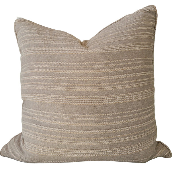 Greta Cushion 55cm Square - Stripe | Mushroom Taupe