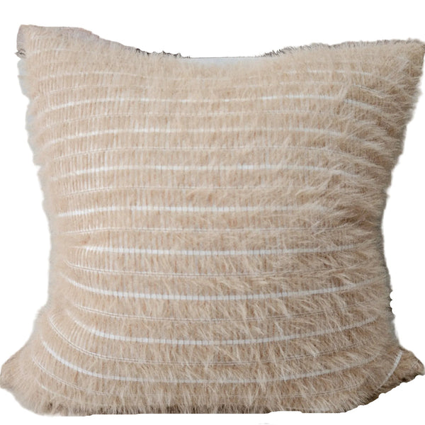 Chloe Cushion 55cm Square - Warm Cream with Soft White Striping