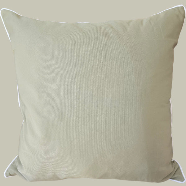Sunlit Serenade Solution Dyed Eco-Friendly Outdoor Cushion 55cm Square - Khaki | White Border