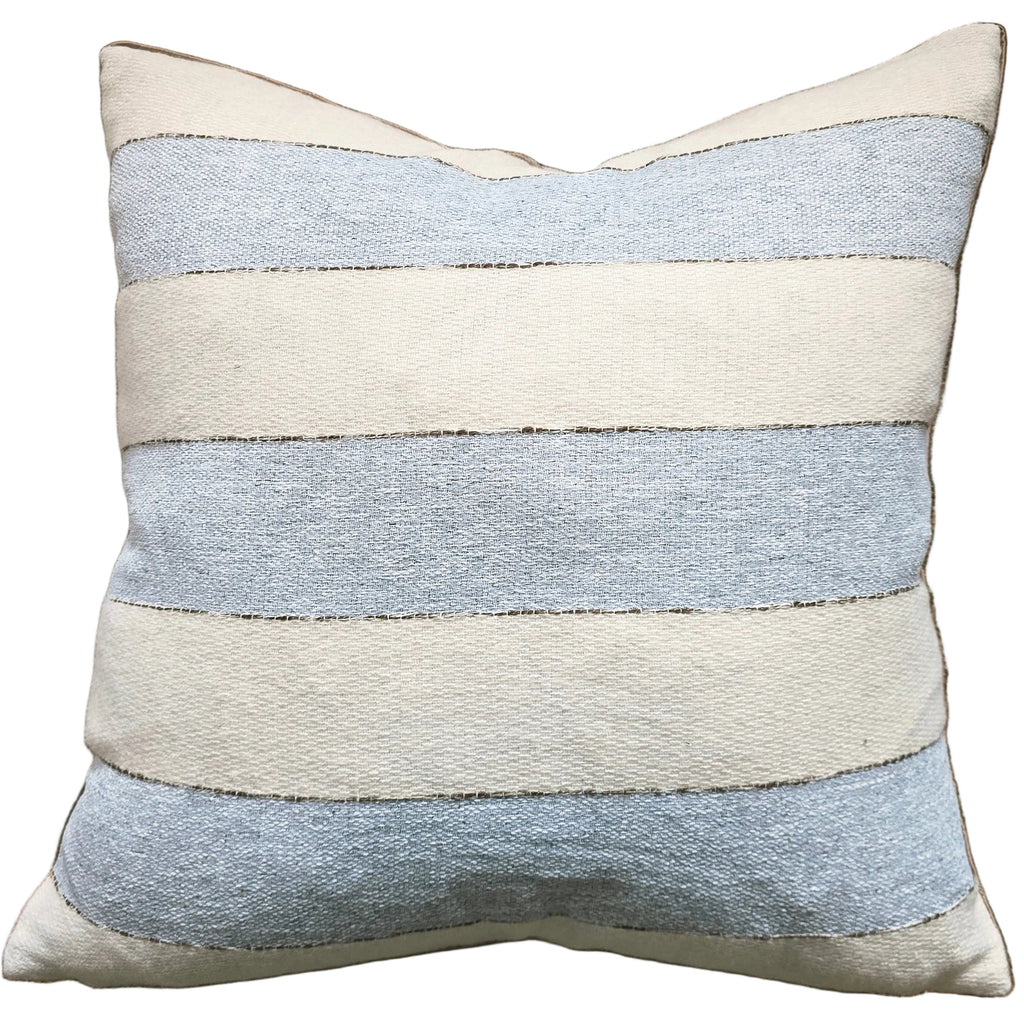 Estella Linen Blend Cushion 55cm Square - Natural Beige | Pastel Blue