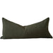 Hailey Linen Chenille Cushion 40x90cm Long Lumbar - Moss Green with Natural Piping