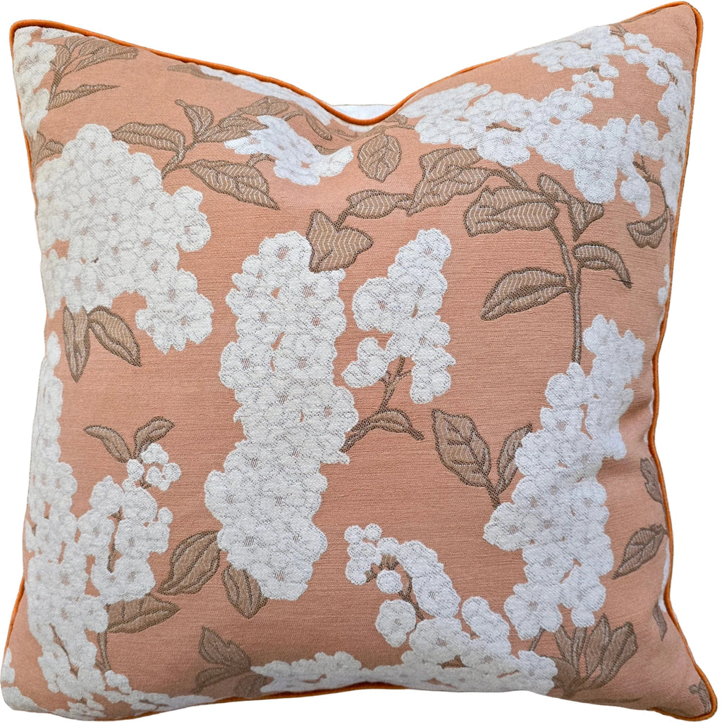 Clustered Blossom Cushion 55cm Square - Salmon Orange | Brown