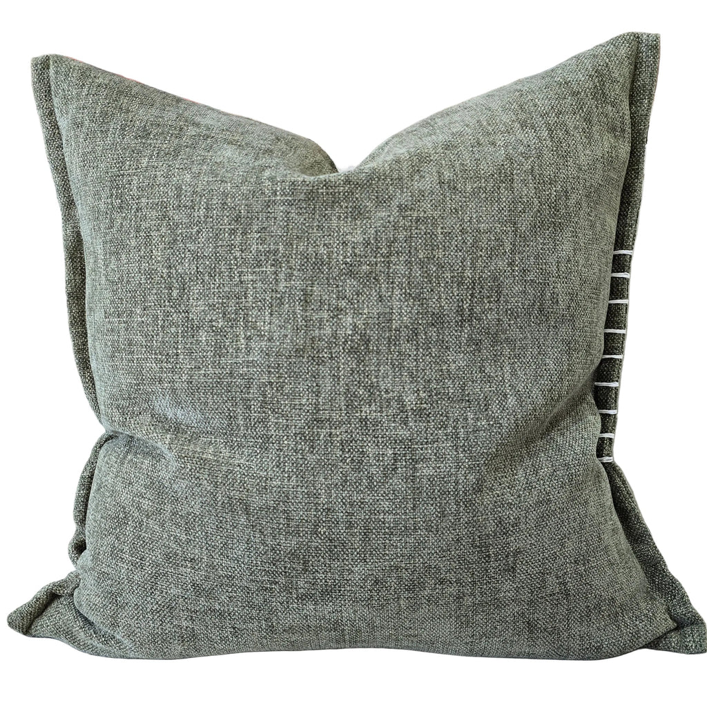 Calmey Hand-Stitched Artisan Cushion 55cm Square - Olive Green