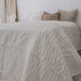 Mosaic Jacquard Double Sided Linen Cotton Throw 220 x 150cm | Off White & Beige