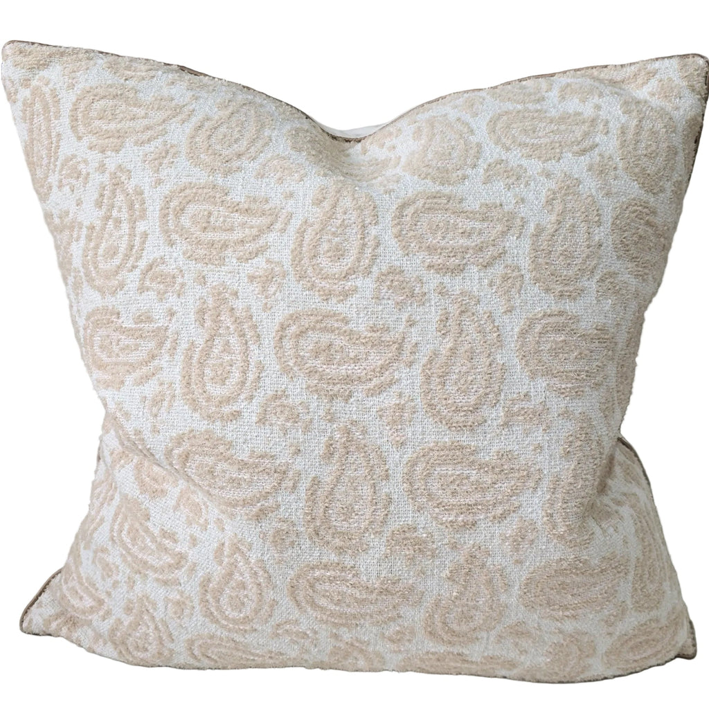 Paisley Cushion 55cm Square - Beige | Warm White