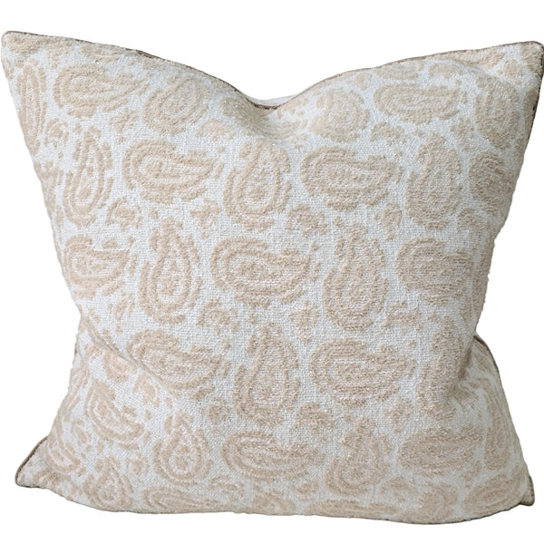 Paisley Cushion 55cm Square - Beige | Warm White