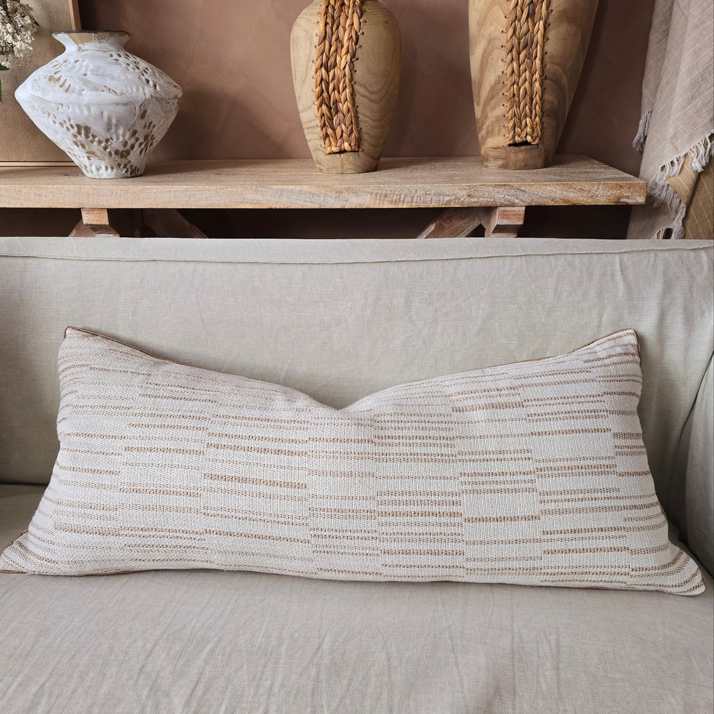 Bailey Jacquard Cushion Long Lumbar 40x90cm - Natural | Brown