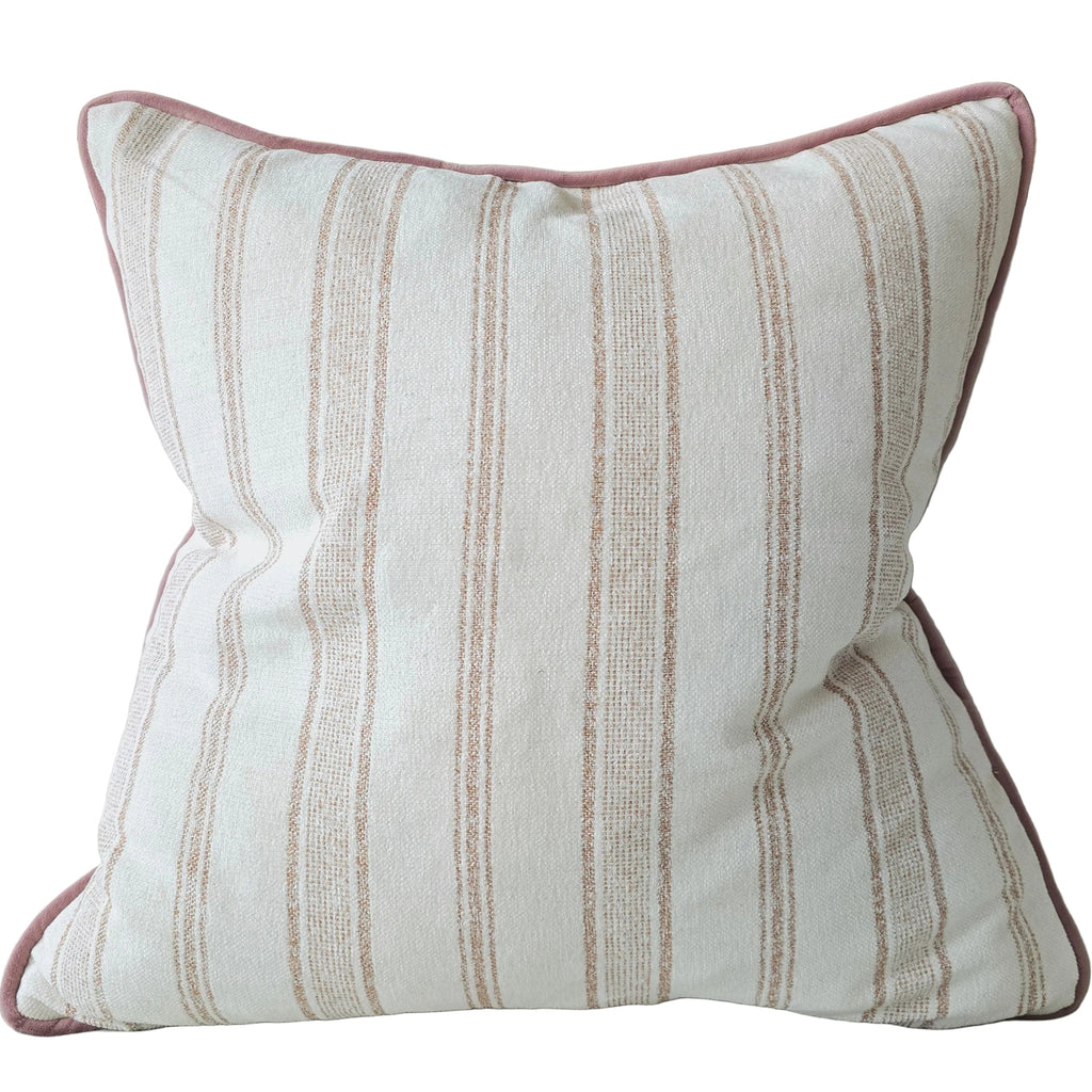 Mingarri Stripe Cushion 55cm Square - Dusty Rose | Cream White