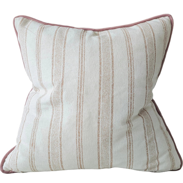 Mingarri Stripe Cushion 55cm Square - Dusty Rose | Cream White