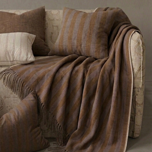 Arden Linen Blend Massive Throw Bedcover 140cm x 220cm - Terracotta | Earthy Brown