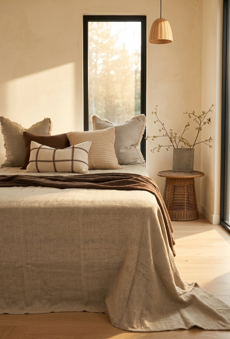 Libbie Linen Blend Massive & Grand Size Bedcover - Natural