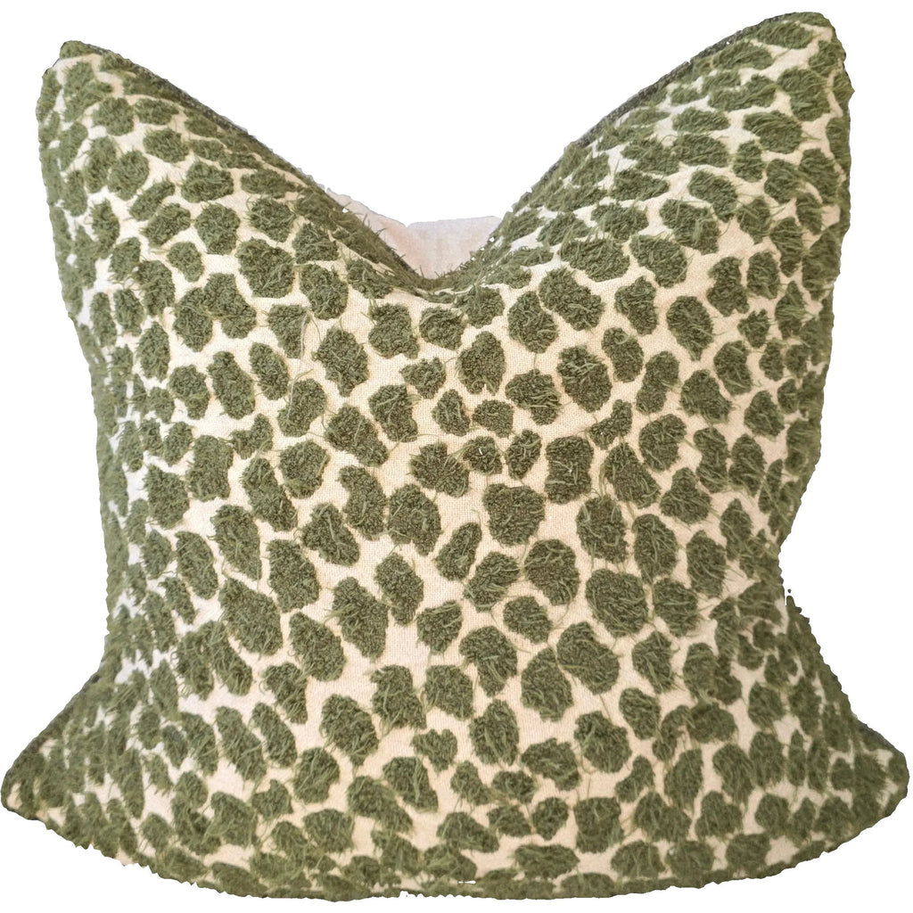 The Fern Tufted Spot Cushion 55cm Square - Moss Green | Cream