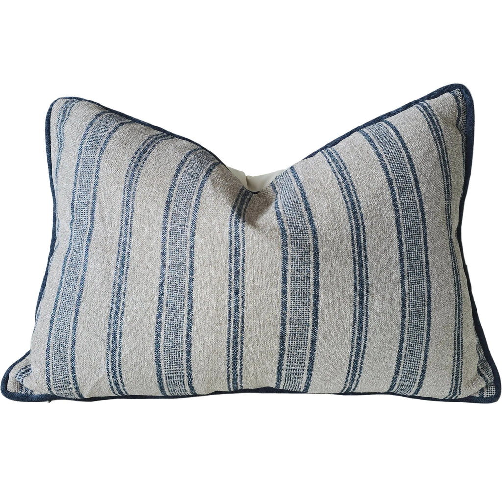 Mingarri Stripe Cushion 40x60cm Lumbar - Indigo Blue | Natural