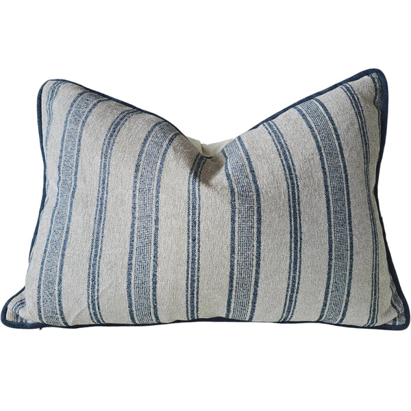 Mingarri Stripe Cushion 40x60cm Lumbar - Indigo Blue | Natural