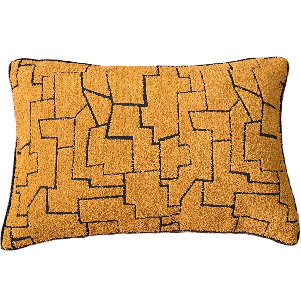 Serene Cushion 40x60cm Lumbar - Bright Orange | Abstract Black