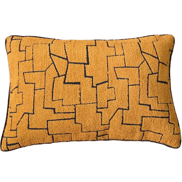 Serene Cushion 40x60cm Lumbar - Bright Orange | Abstract Black