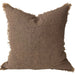 Della Heavyweight Pure Linen Cushion 55cm Square - Rust Dark Mocha Fringe