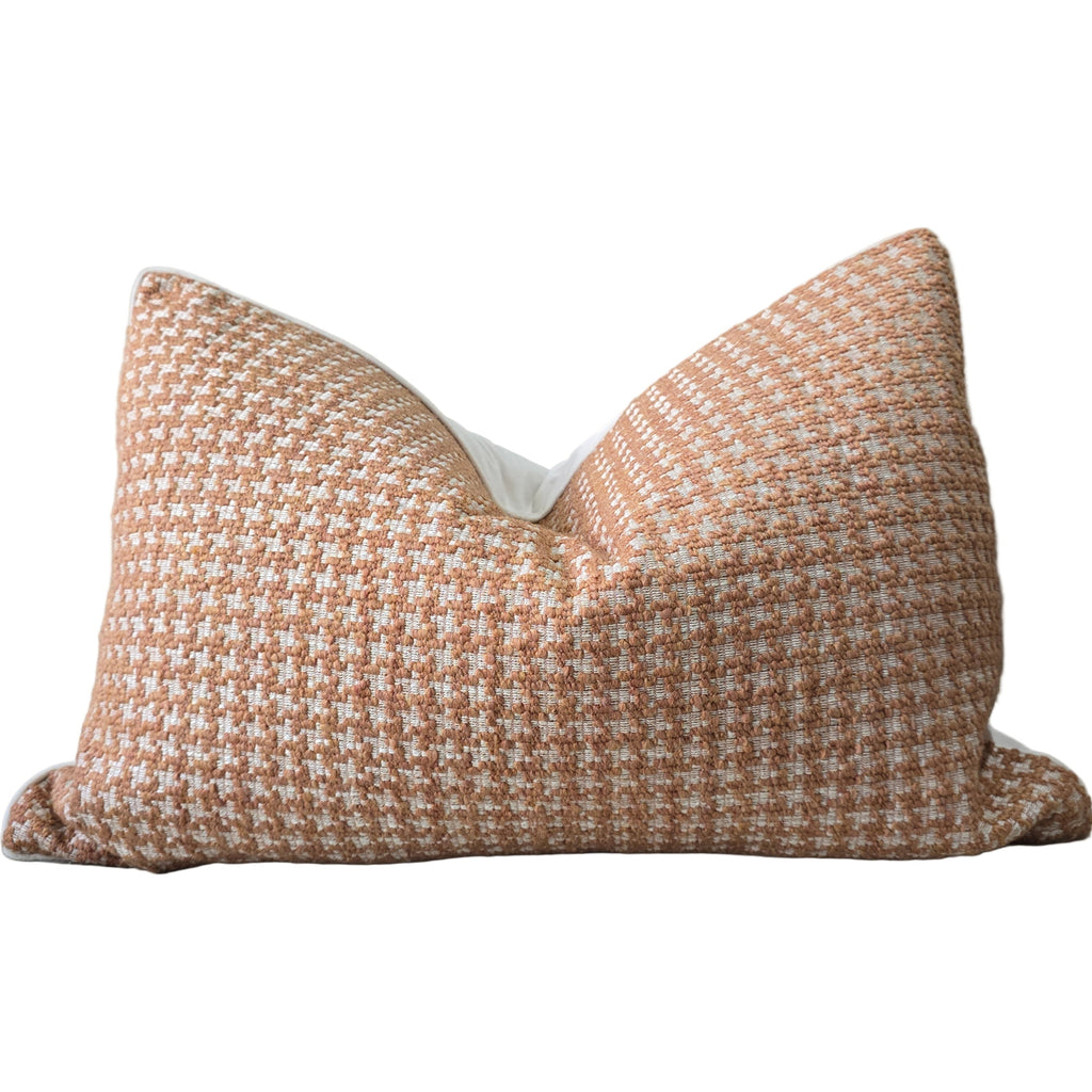 Houndstooth Cushion 40x60cm Lumbar  -Terracotta Peach