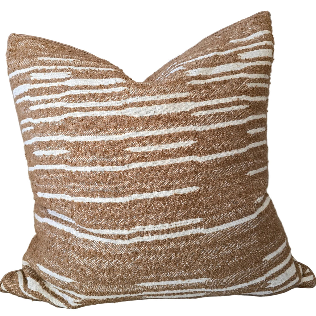 Shizen Stripe Cushion 55cm Square - Amber Walnut | Off White