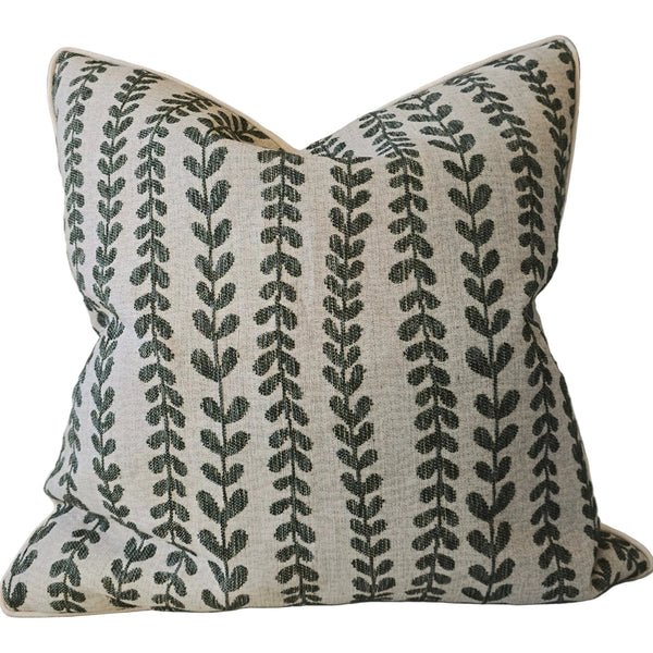 Summer Solace Cushion 55cm Square - Sage & Forest Green | Natural