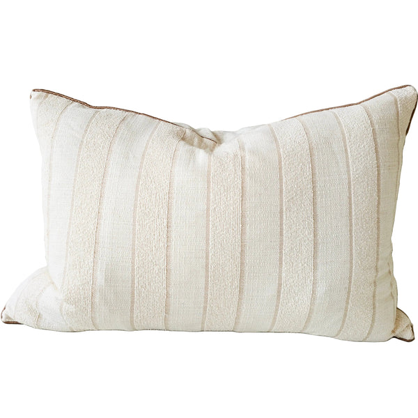 Isolde Linen Cotton Cushion 40x60cm Lumbar - Stripe Natural