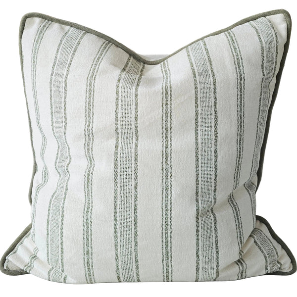 Mingarri Stripe Cushion 55cm Square - Sage Green | Cream White