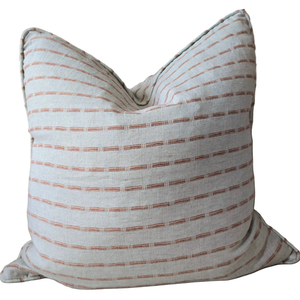 Soleil Linen Cotton Cushion 55cm Square - Cinnamon | Mint Green Base