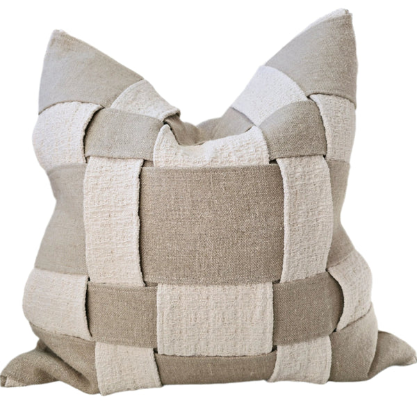 Malta Linen Cushion 55cm Square - Off White | Natural