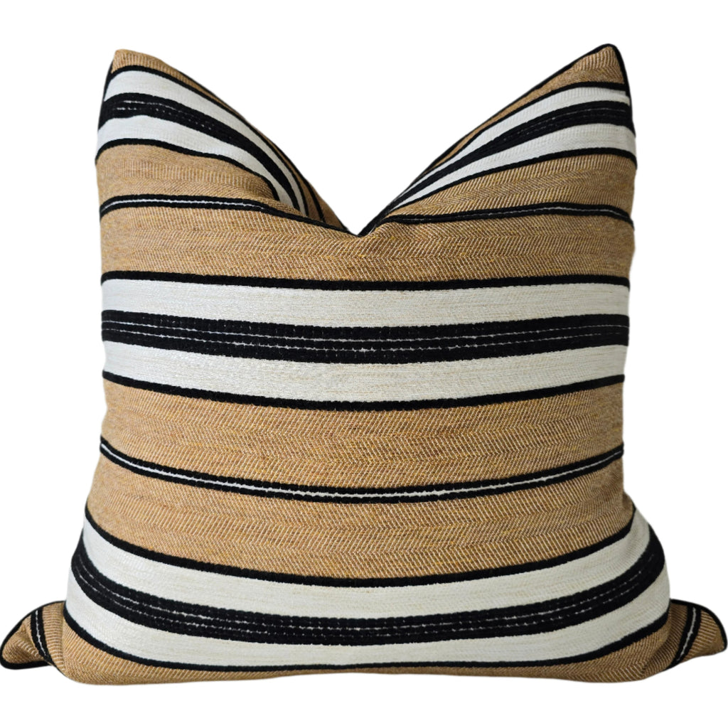 Ada Cushion 55cm Square - Black | Sandstone Striped