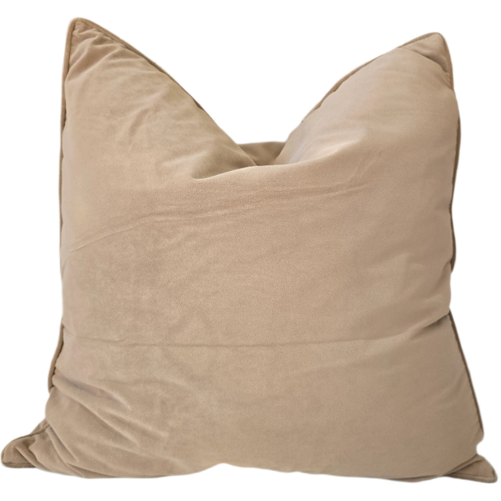 Beige pillow on a light-colored sofa