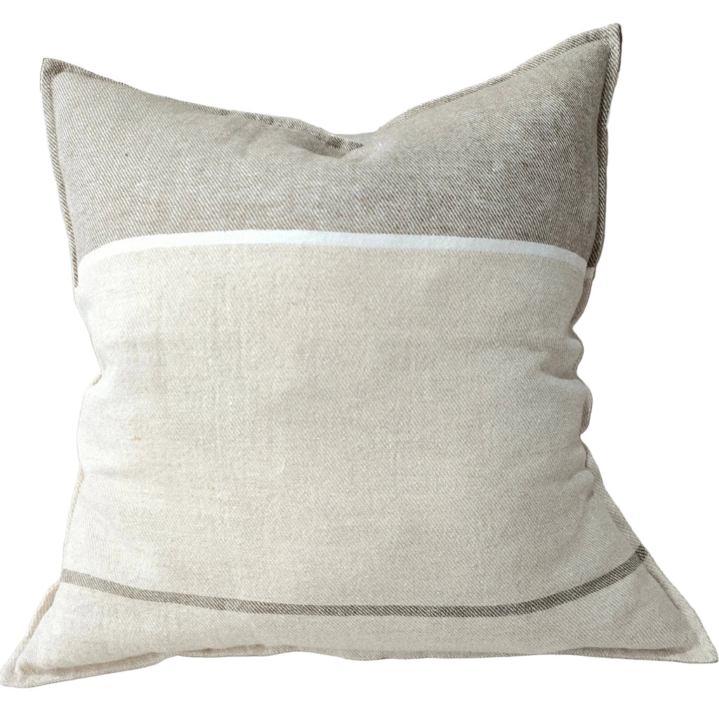 PREORDER END OF JANUARY DROP | LUMERE Yarn-Dyed Linen Cushion 55cm Square - Dried Sage | Natural | Off White