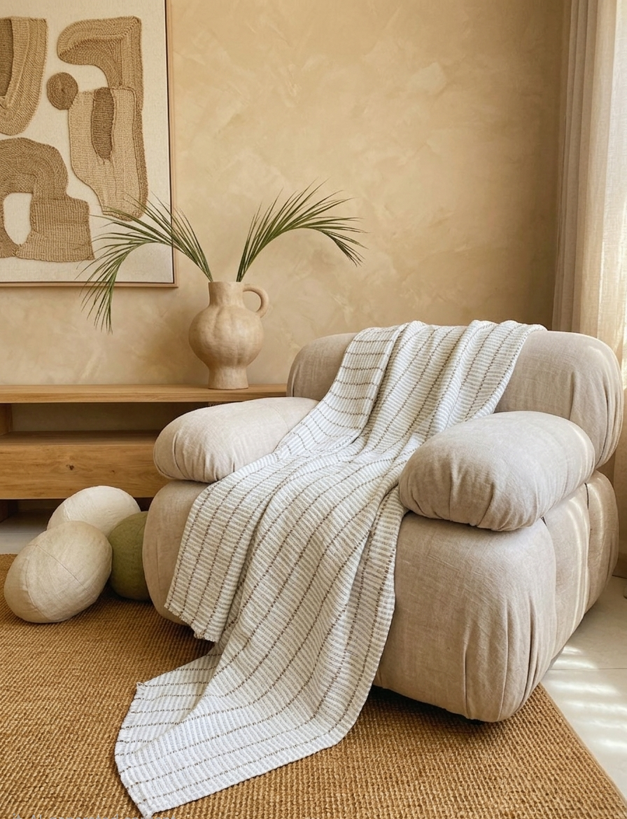 Brandi Massive Throw  150cm x 230cm -  Ivory and Brown
