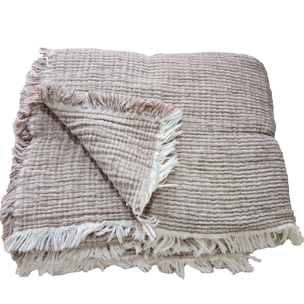 LIMITED EDTION - Eliana Muslin Cotton Texture Throw 150cm x 200cm - Cloudy Grey