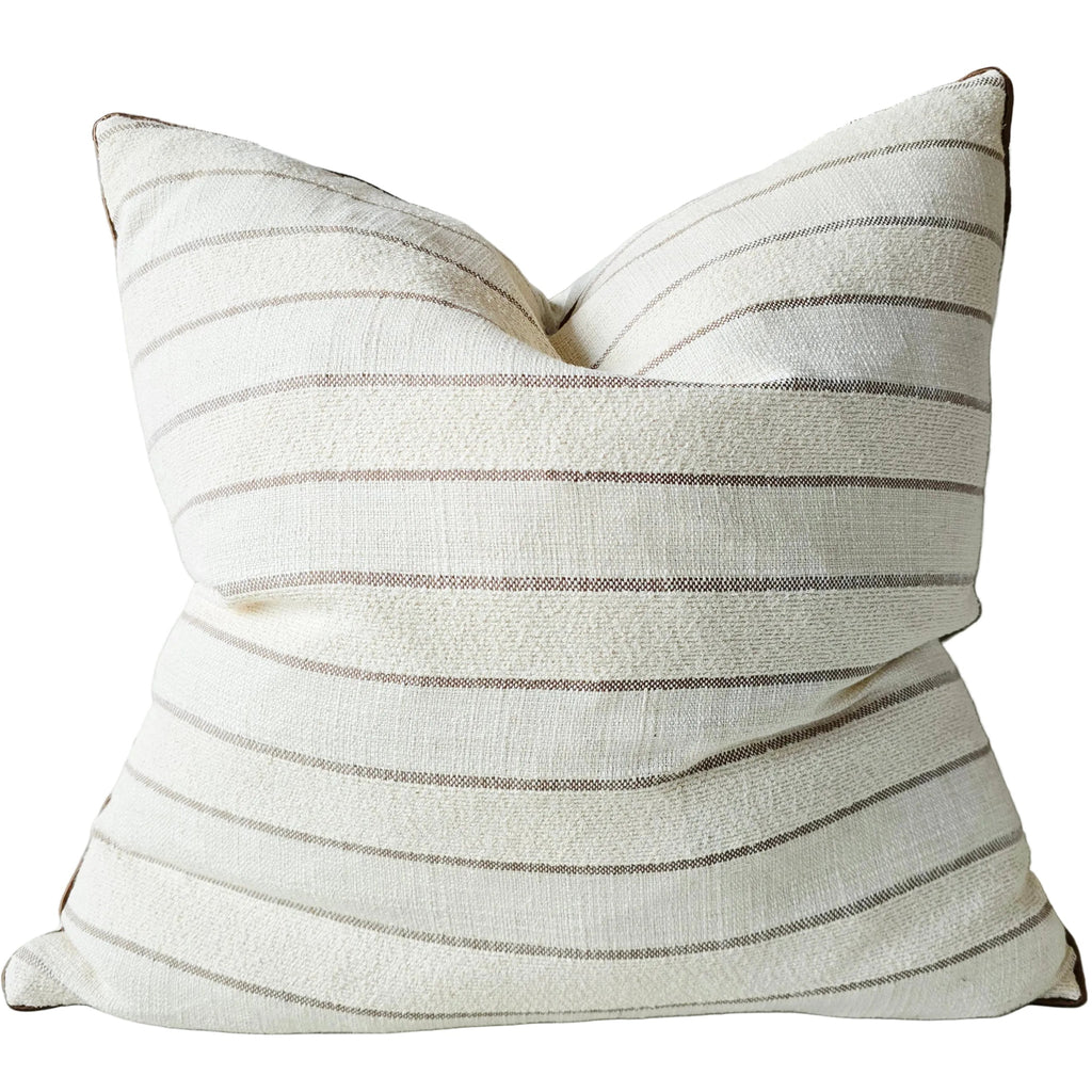 Isolde Linen Cotton Cushion 55cm Square - Stripe Oatmeal